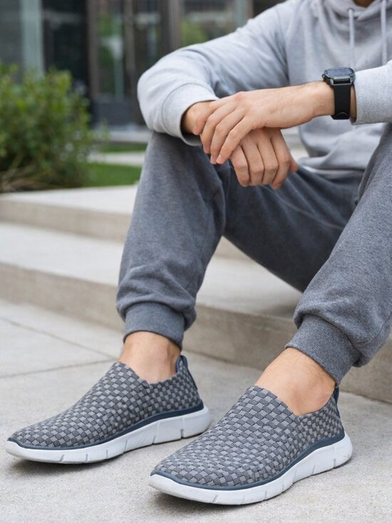 Skechers Men’s Equalizer / Memory Foam Slip-On Shoes – Gray Woven – Size 12 main image 11